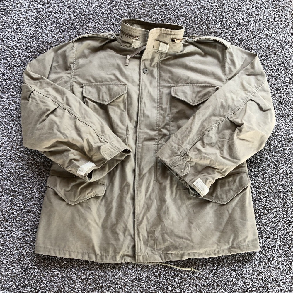 Vintage Alpha Industries M65 Field Jacket Size Large Reg Concealed Hood USA Made